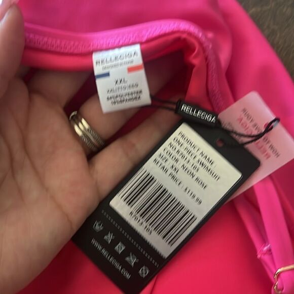 Relleciga Neon Rose Tummy Control Ruched Swimwear Strapless One Piece - Picture 9 of 12